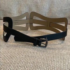 BCBGMAXAZRIA Wide Black Waist Belt